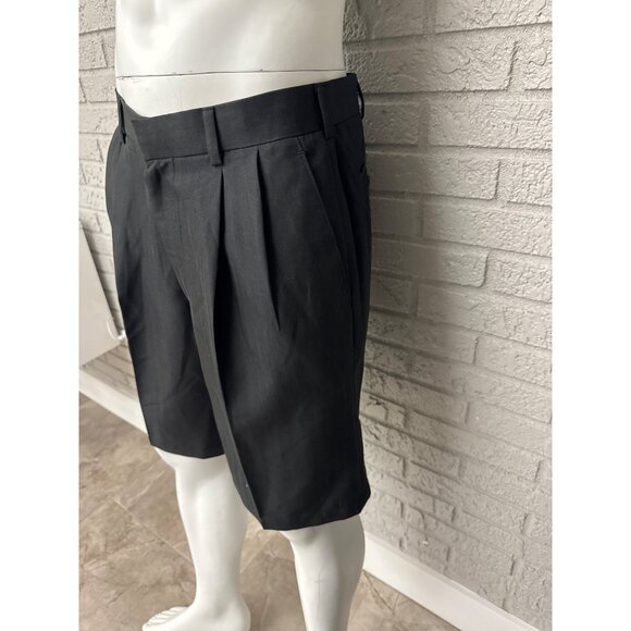 Geoffrey Beene Men Black Pleated Dressy Short Pants Size 34 - Picture 4 of 9